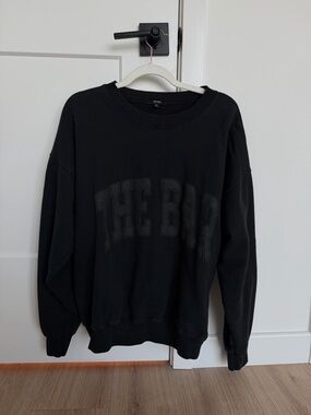 The Bar Black Embossed Logo Crewneck Sweater - Black